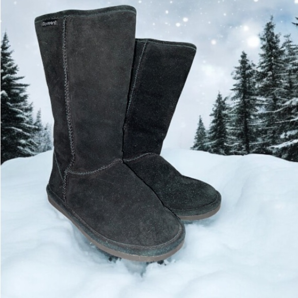 * Bearpaw Emma Tall women's boots size 7 Black Suede Boots 8.5” shaft